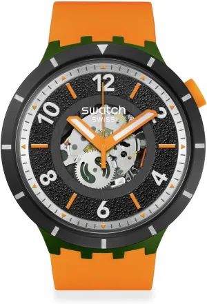 Swatch Unisex Casual Watch Orange Bioceramic Quartz Fall-IAGE