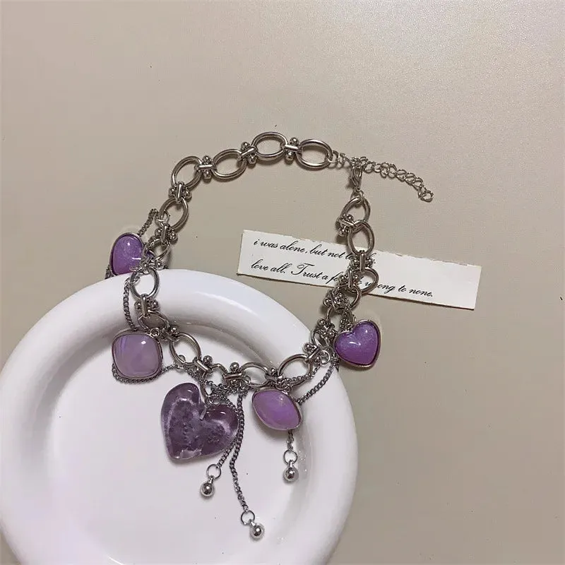 TAVIMART  -  Women's Delicate Jewellery Punk Style Resin Heart Neck Chain Vintage Charm Necklaces Trendy Jewelry Exquisite Chains Necklace