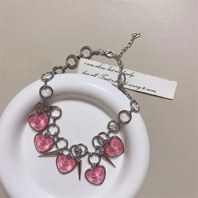 TAVIMART  -  Women's Delicate Jewellery Punk Style Resin Heart Neck Chain Vintage Charm Necklaces Trendy Jewelry Exquisite Chains Necklace