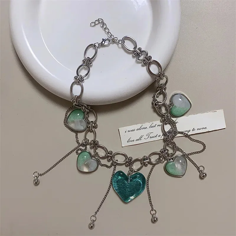 TAVIMART  -  Women's Delicate Jewellery Punk Style Resin Heart Neck Chain Vintage Charm Necklaces Trendy Jewelry Exquisite Chains Necklace