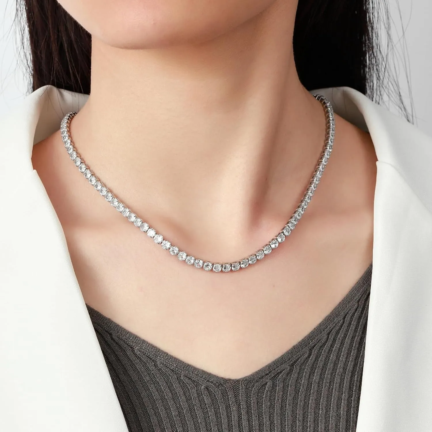 Tennis Necklaces for Women Dainty 14K Gold Plated Diamond Tennis Choker Necklace Sparkly Rhinestone Necklace Bling Cubic Zirconia Necklace Tennis Chain for Women Men