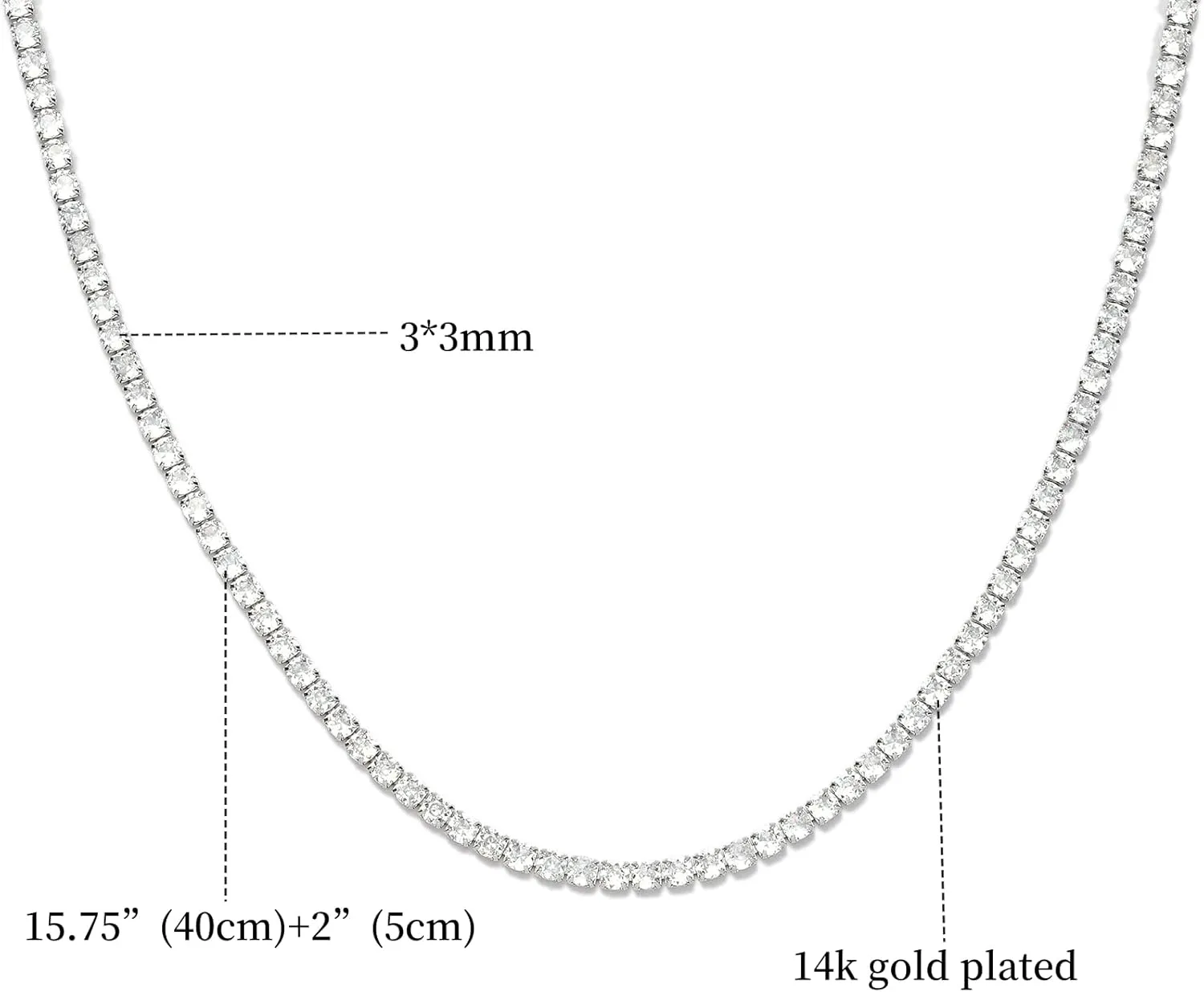 Tennis Necklaces for Women Dainty 14K Gold Plated Diamond Tennis Choker Necklace Sparkly Rhinestone Necklace Bling Cubic Zirconia Necklace Tennis Chain for Women Men