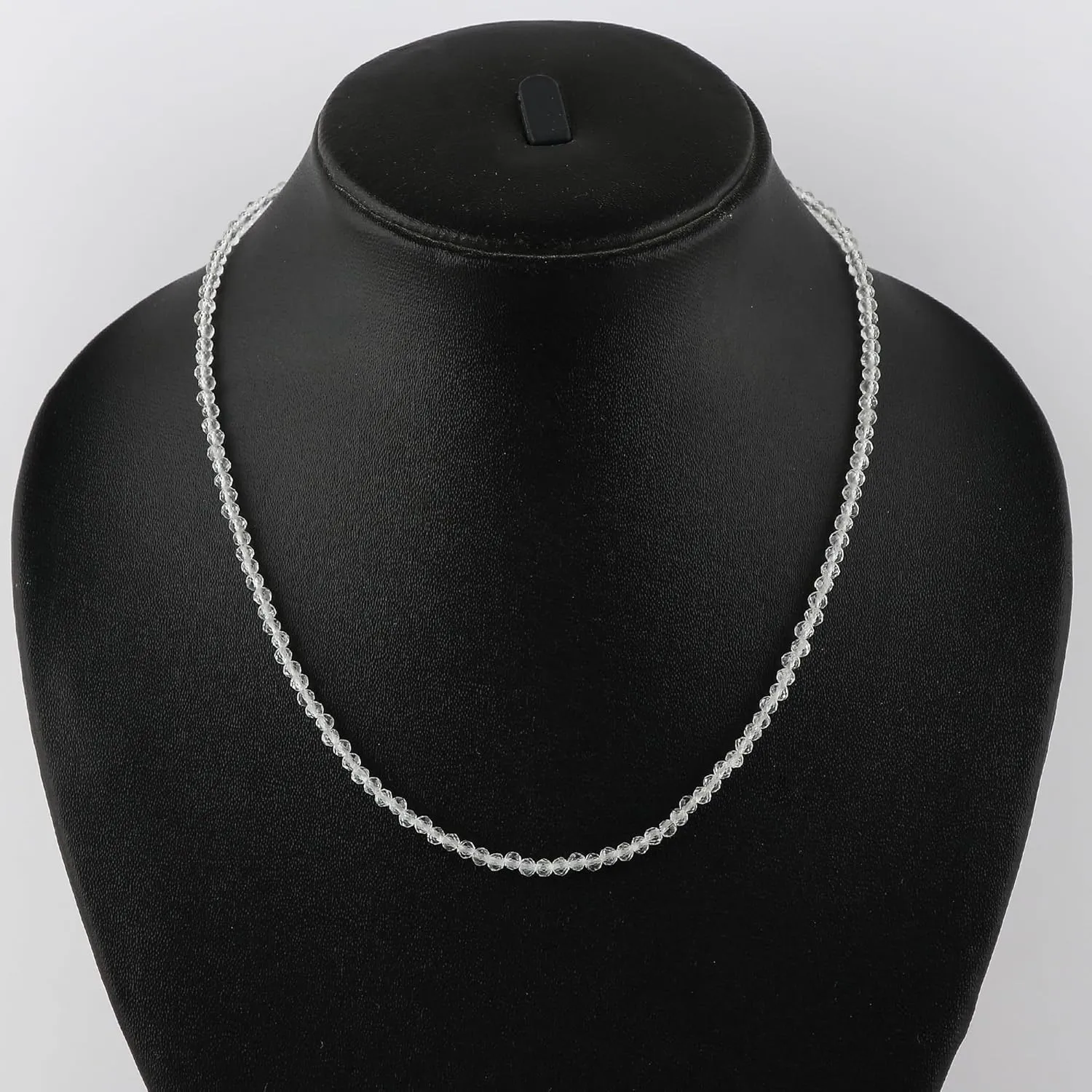 TGH Natural Clear Quartz Gemstone Handmade Beaded Necklace, Faceted 3-3.5 mm Beads, Birthstone, Women Fashion Jewelry gift, Mother's Day Gift (Clear Quartz)