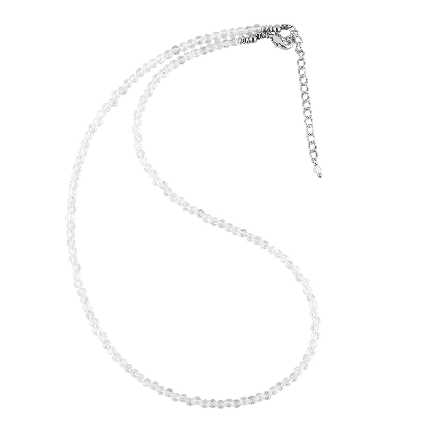 TGH Natural Clear Quartz Gemstone Handmade Beaded Necklace, Faceted 3-3.5 mm Beads, Birthstone, Women Fashion Jewelry gift, Mother's Day Gift (Clear Quartz)