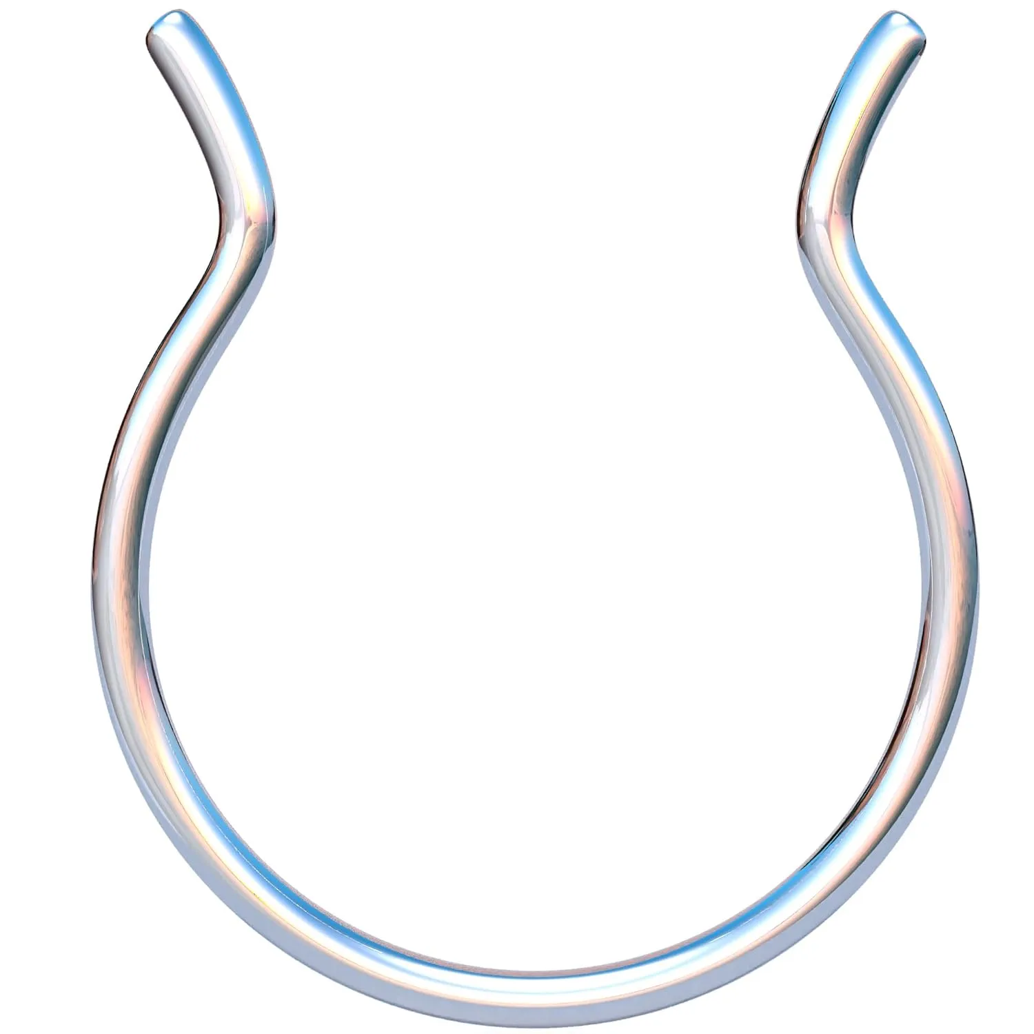 Thin Fake Septum Ring - Silver Clip On Septum Ring - 925 Sterling Silver Tiny Faux Septum Nose Hoop - 24 gauge Faux Septum Jewelry - Faux Piercing Jewelry for Women