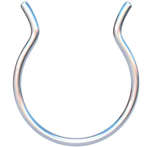 Thin Fake Septum Ring - Silver Clip On Septum Ring - 925 Sterling Silver Tiny Faux Septum Nose Hoop - 24 gauge Faux Septum Jewelry - Faux Piercing Jewelry for Women