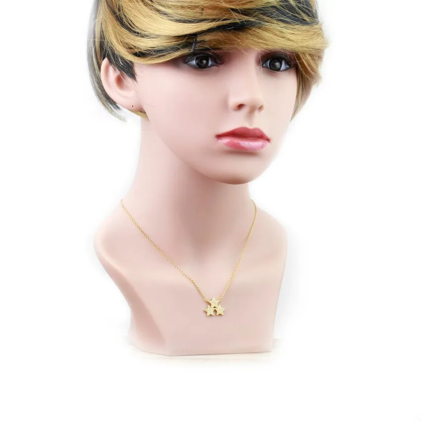Three Star Necklace Micro Pave Cubic