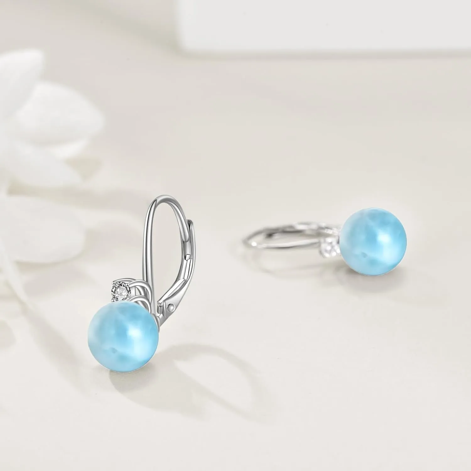TIGER RIDER Pearl Earrings 925 Sterling Silver Leverback Hypoallergenic Drop Earring Jewelry for Women Birthday Gifts