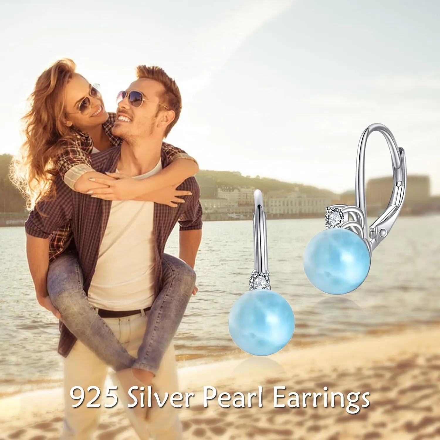 TIGER RIDER Pearl Earrings 925 Sterling Silver Leverback Hypoallergenic Drop Earring Jewelry for Women Birthday Gifts