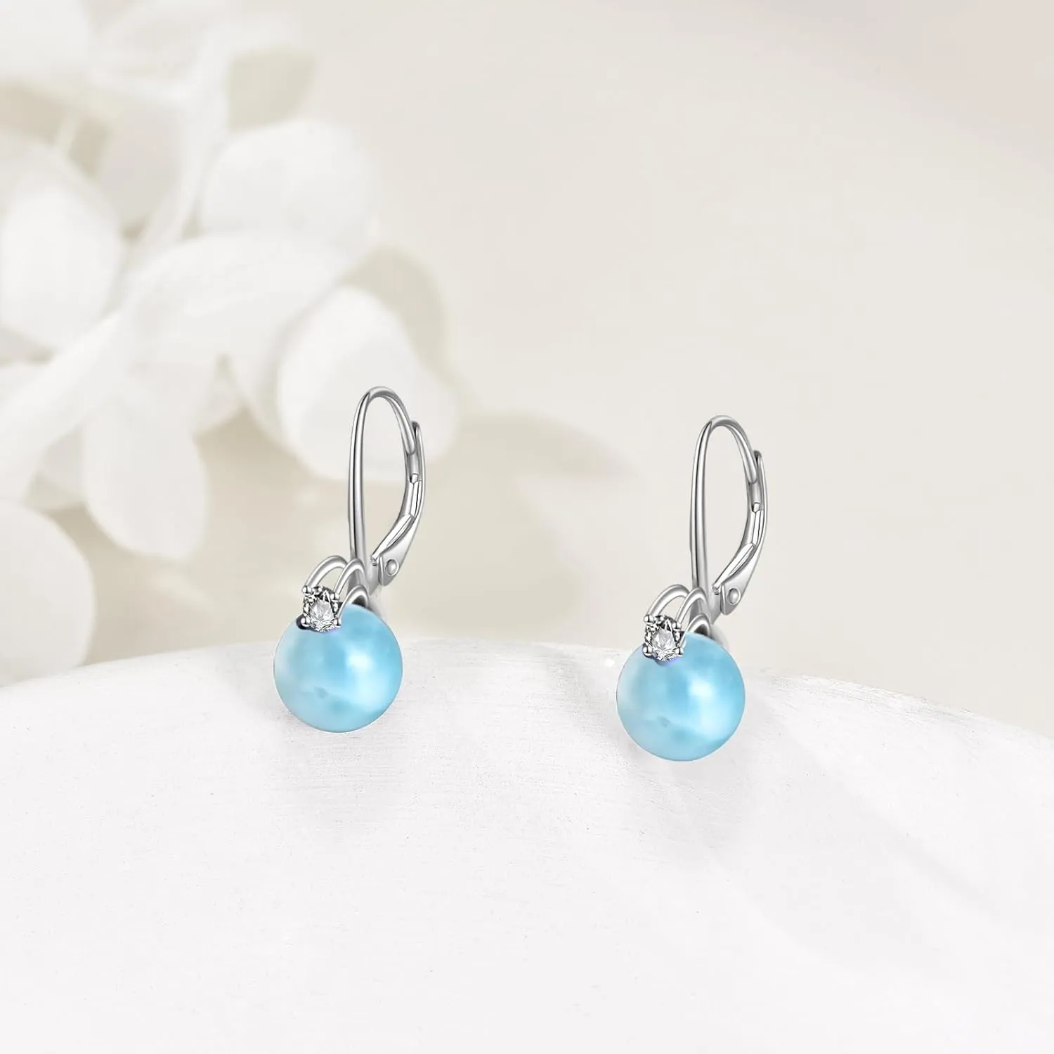 TIGER RIDER Pearl Earrings 925 Sterling Silver Leverback Hypoallergenic Drop Earring Jewelry for Women Birthday Gifts