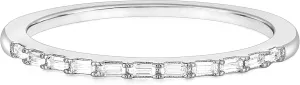 TIGRADE Half Eternity Ring for Women, Baguette Cubic Zirconia Anniversary Thin Stacking Ring, Minimalist CZ Statement Band, Size 3-11