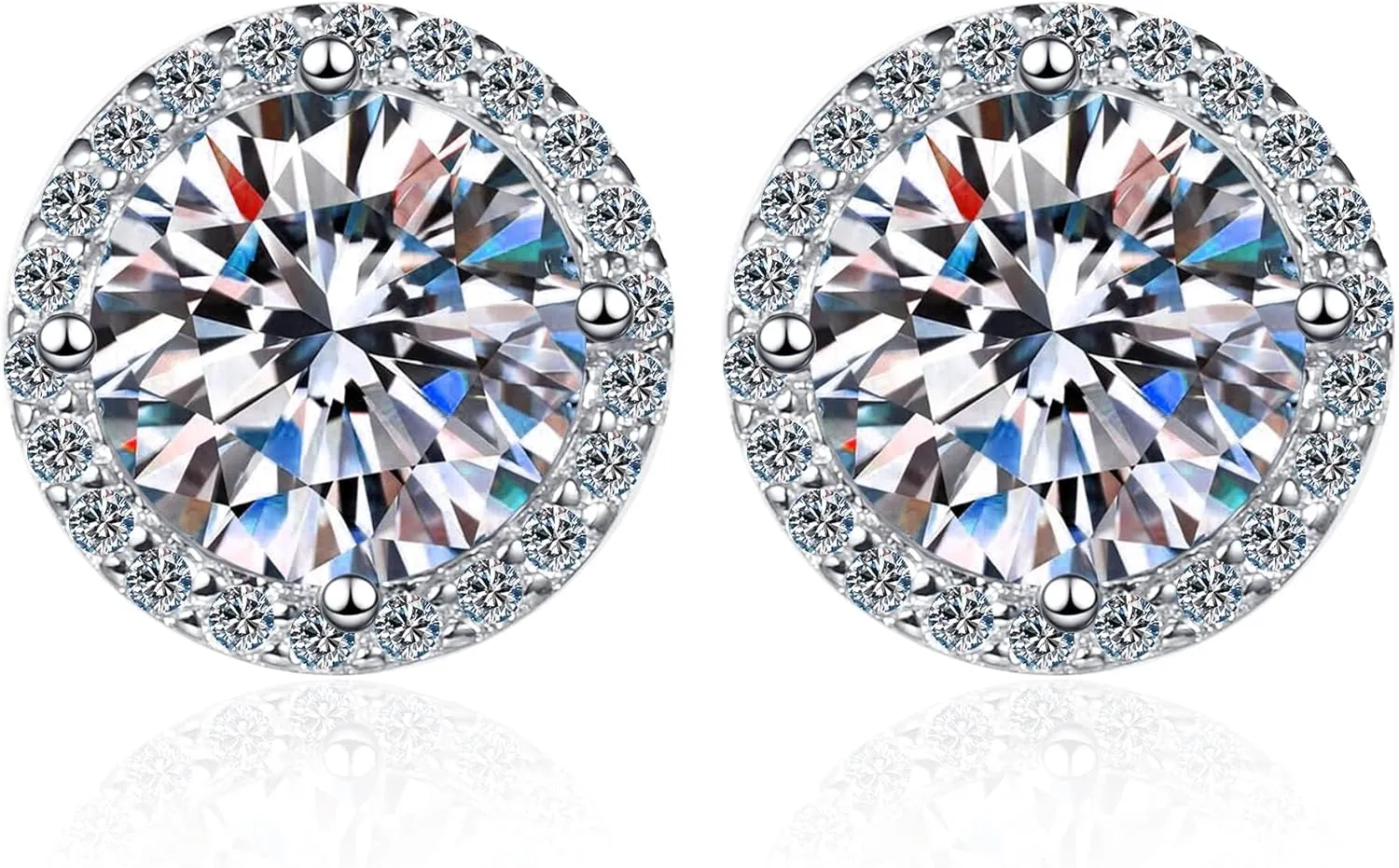 Timeless Diamond Stud Earrings - Minimalist 1 Carat Round Disc Earrings - Round Cut, VVS1, D-color Diamond