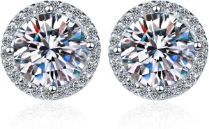 Timeless Diamond Stud Earrings - Minimalist 1 Carat Round Disc Earrings - Round Cut, VVS1, D-color Diamond