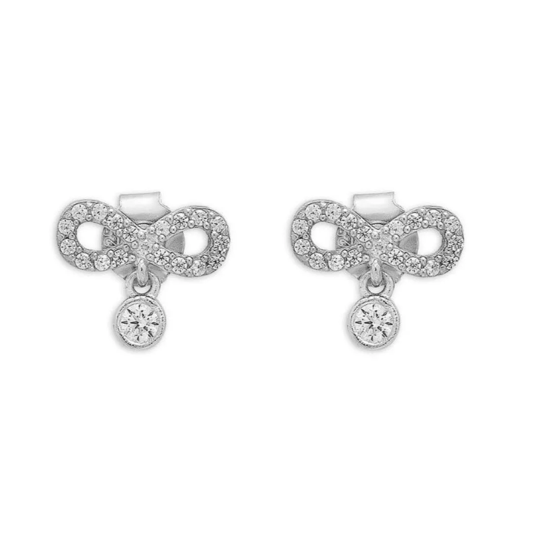 Timeless Infinity Rhodium-Plated 925 Sterling Silver Earrings