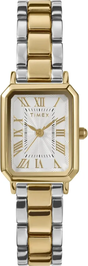Timex Women's Dress 21mm Watch - Two-Tone Strap White Dial Two-Tone Case