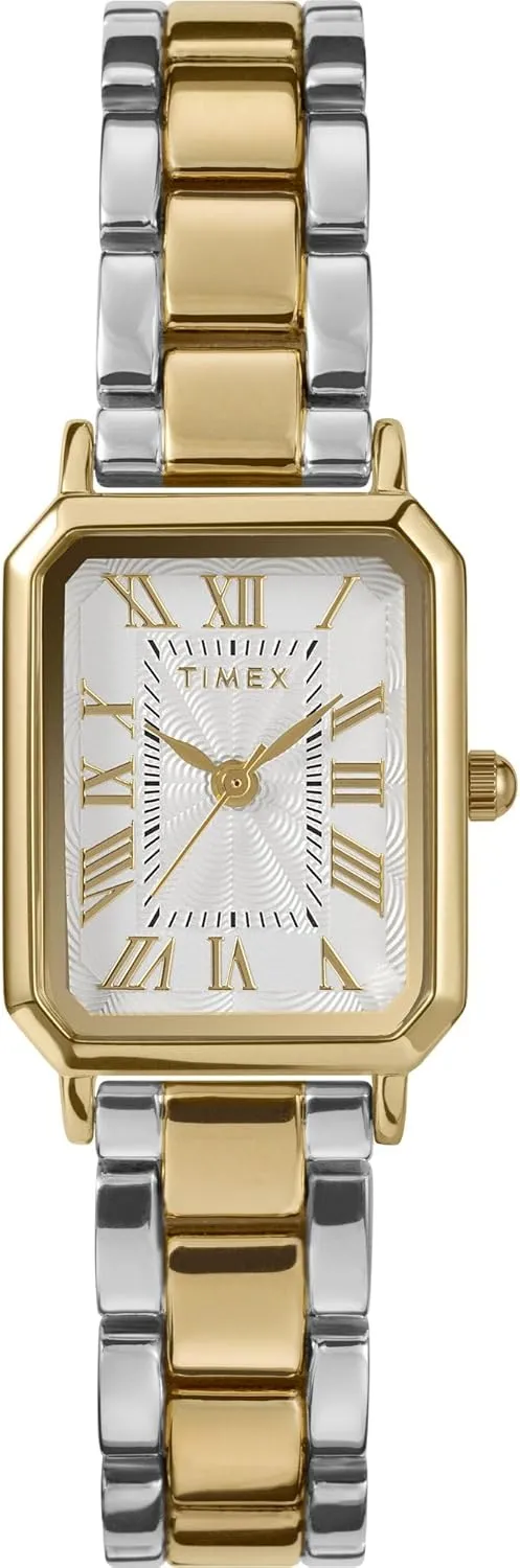 Timex Women's Dress 21mm Watch - Two-Tone Strap White Dial Two-Tone Case