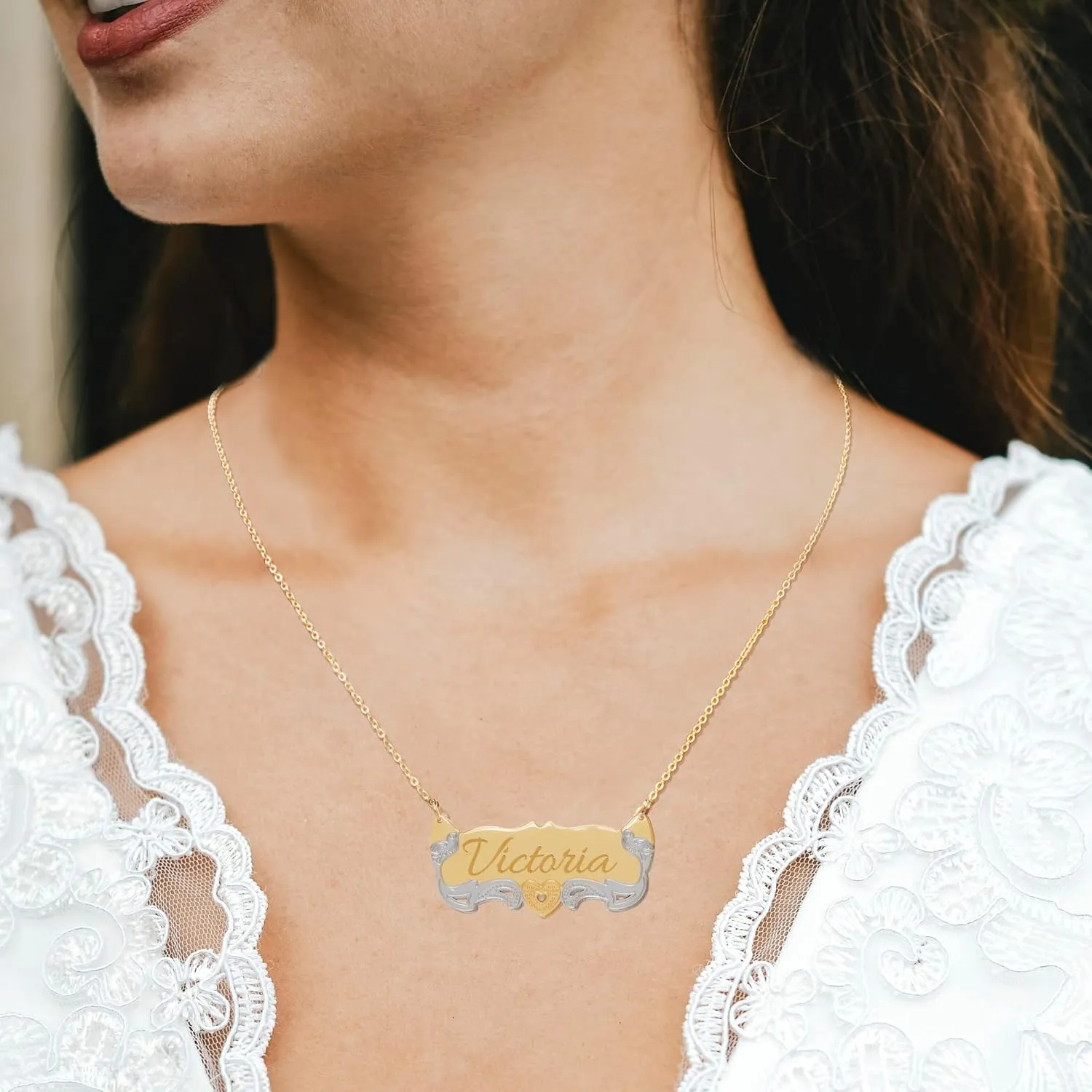 Tina&Co Name Necklace personalized 18k Gold-plated Any Custom Name Necklace Personalized Necklaces for Women Bridesmaid Birthday Girl (Style 72)