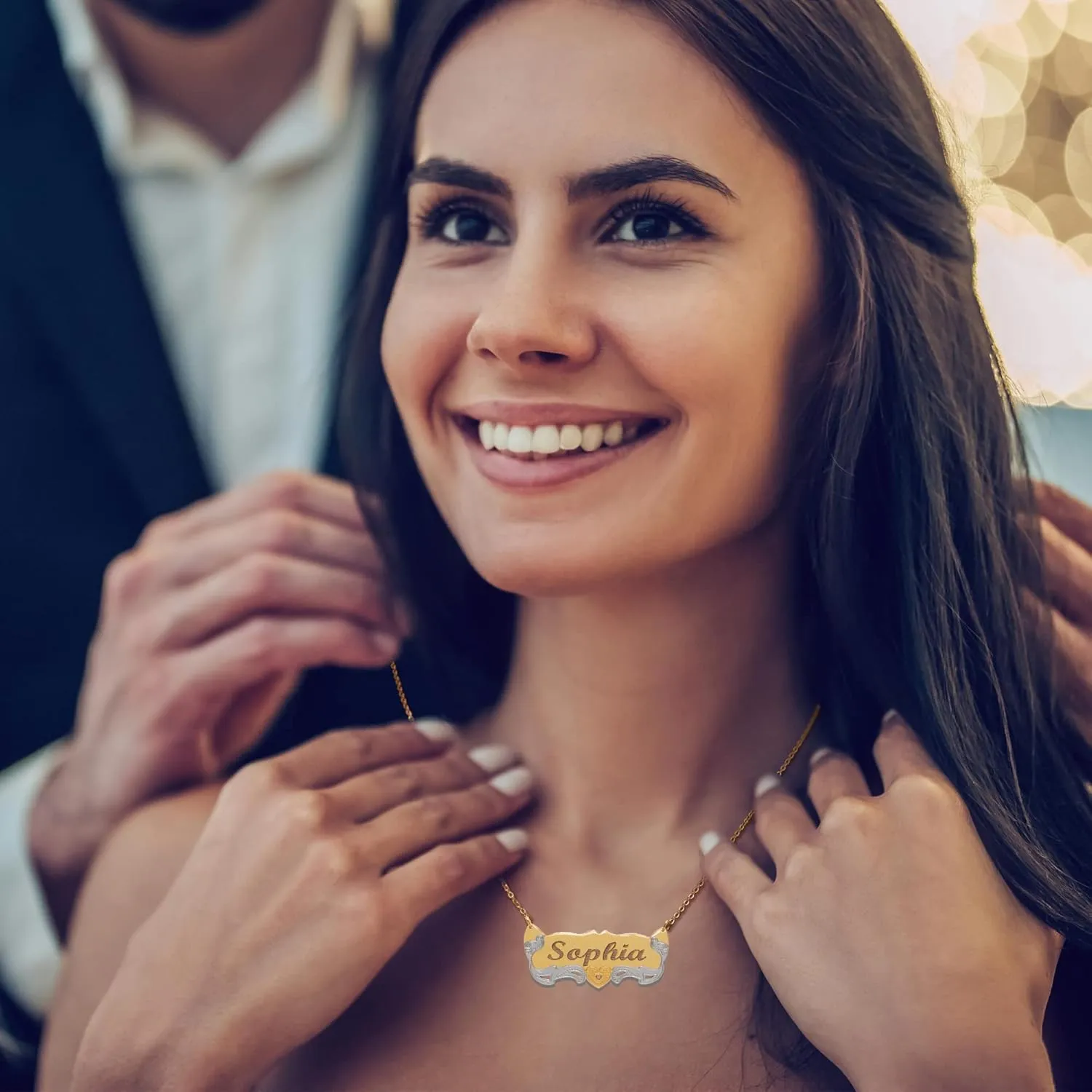 Tina&Co Name Necklace personalized 18k Gold-plated Any Custom Name Necklace Personalized Necklaces for Women Bridesmaid Birthday Girl (Style 72)