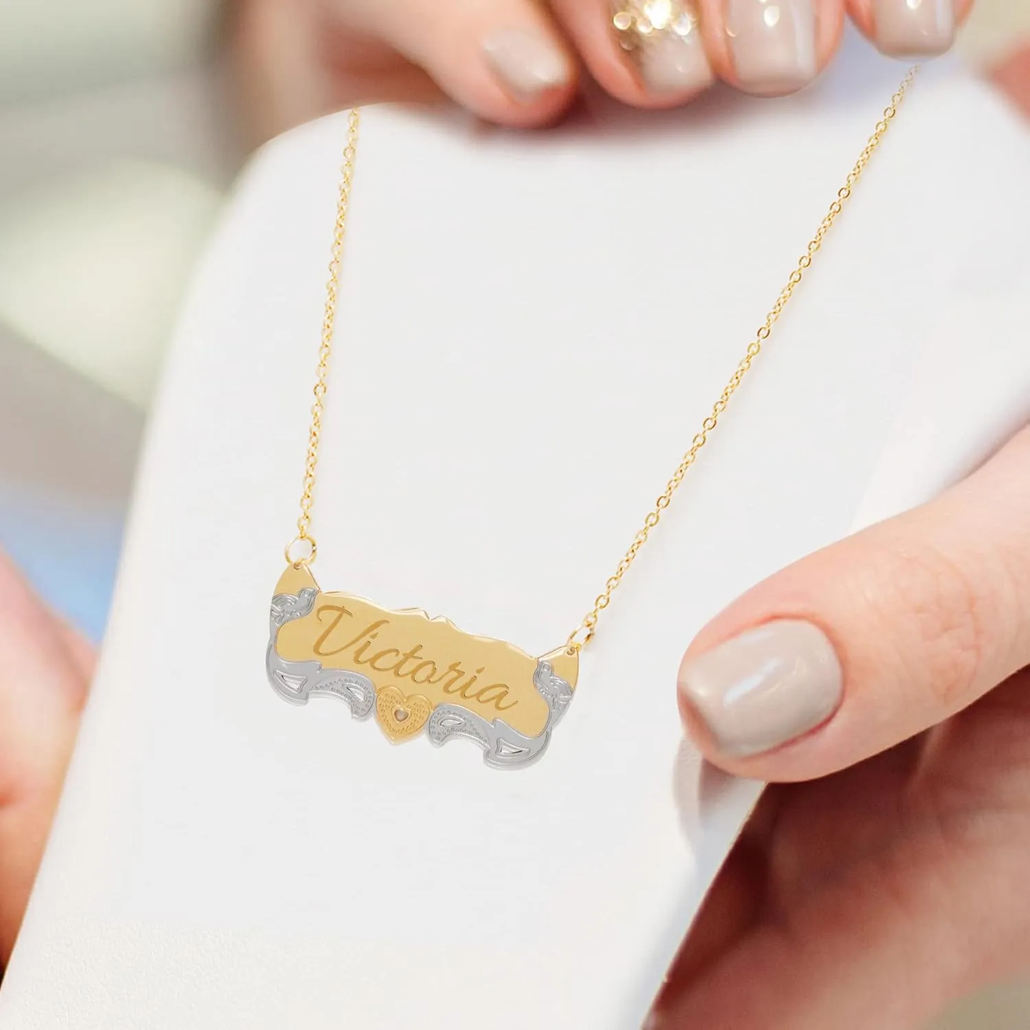 Tina&Co Name Necklace personalized 18k Gold-plated Any Custom Name Necklace Personalized Necklaces for Women Bridesmaid Birthday Girl (Style 72)