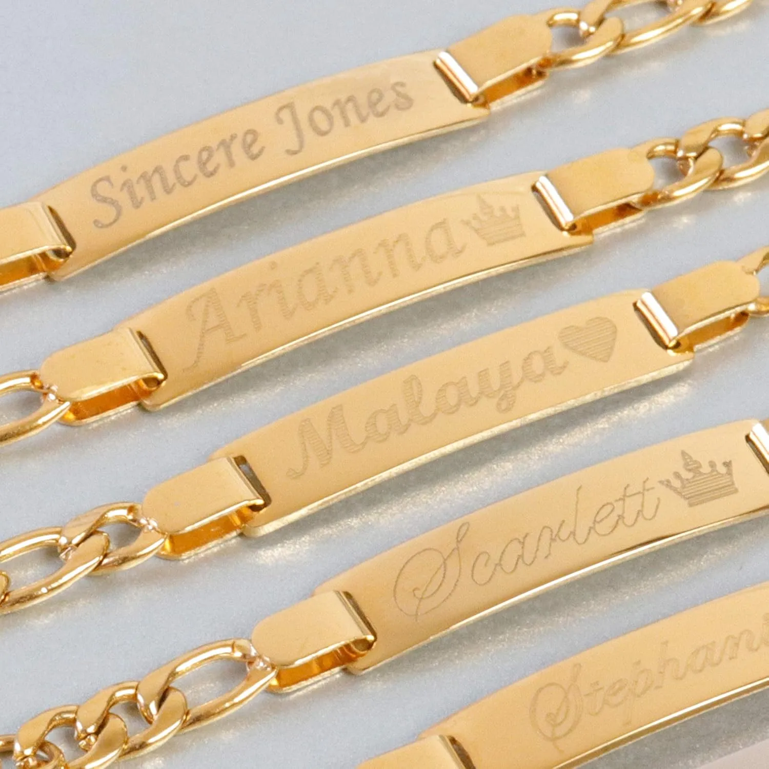 Tina&Co Personalized 18K Gold Plated Baby Name Bracelet Custom Bracelets for Kids Id Protection Bracelet Baptism for Girls