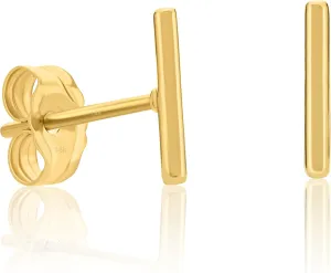 Tiny Minimalist 14k Yellow Gold Very Small Studs Bar Line Stick Earrings