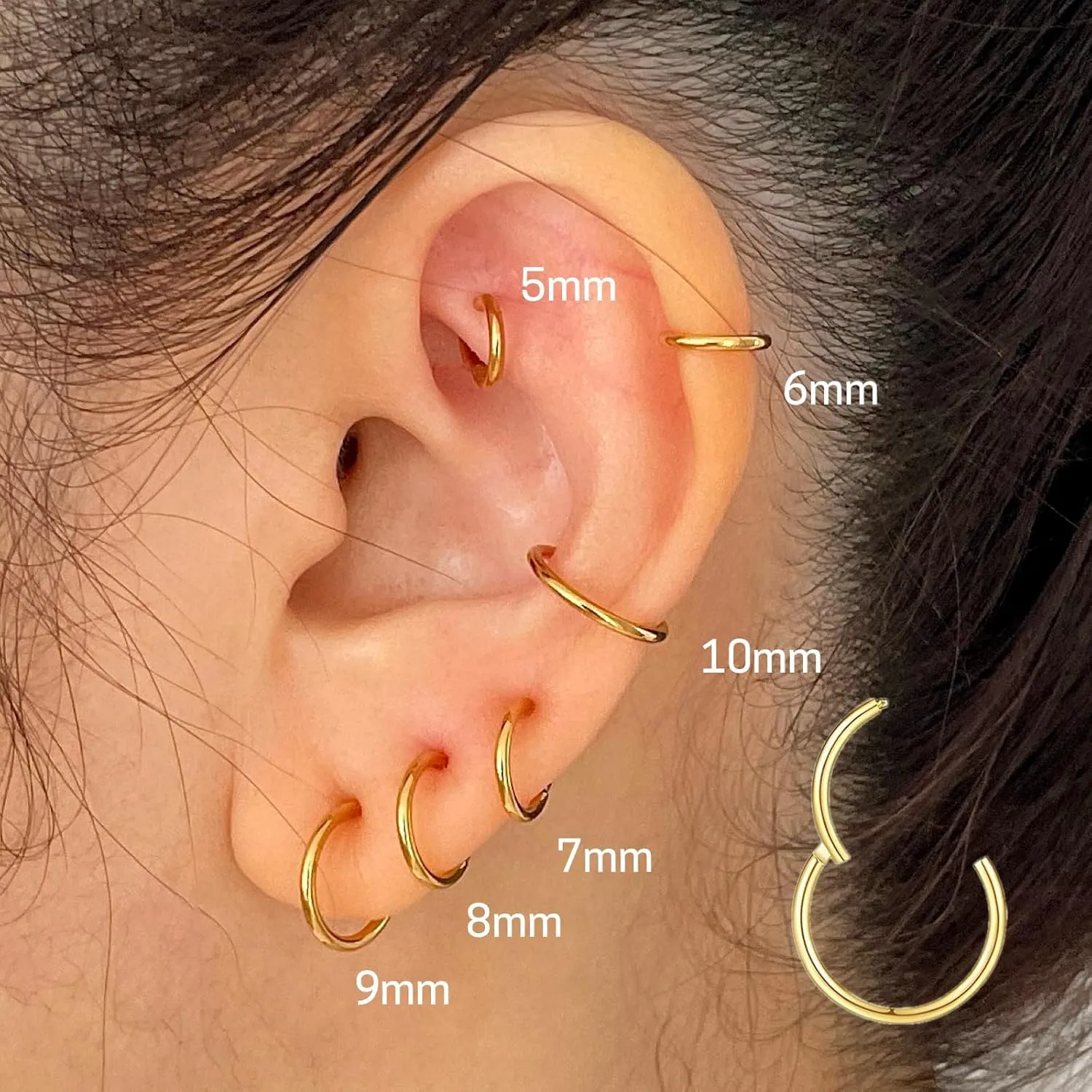 Titanium Nose Rings Hoop/Hinged Jewelry Earring for Septum, Cartilage earrings and Piercing ring for Conch, Daith, Rook, Lip, Belly Button, Body Piercings for Women and Men