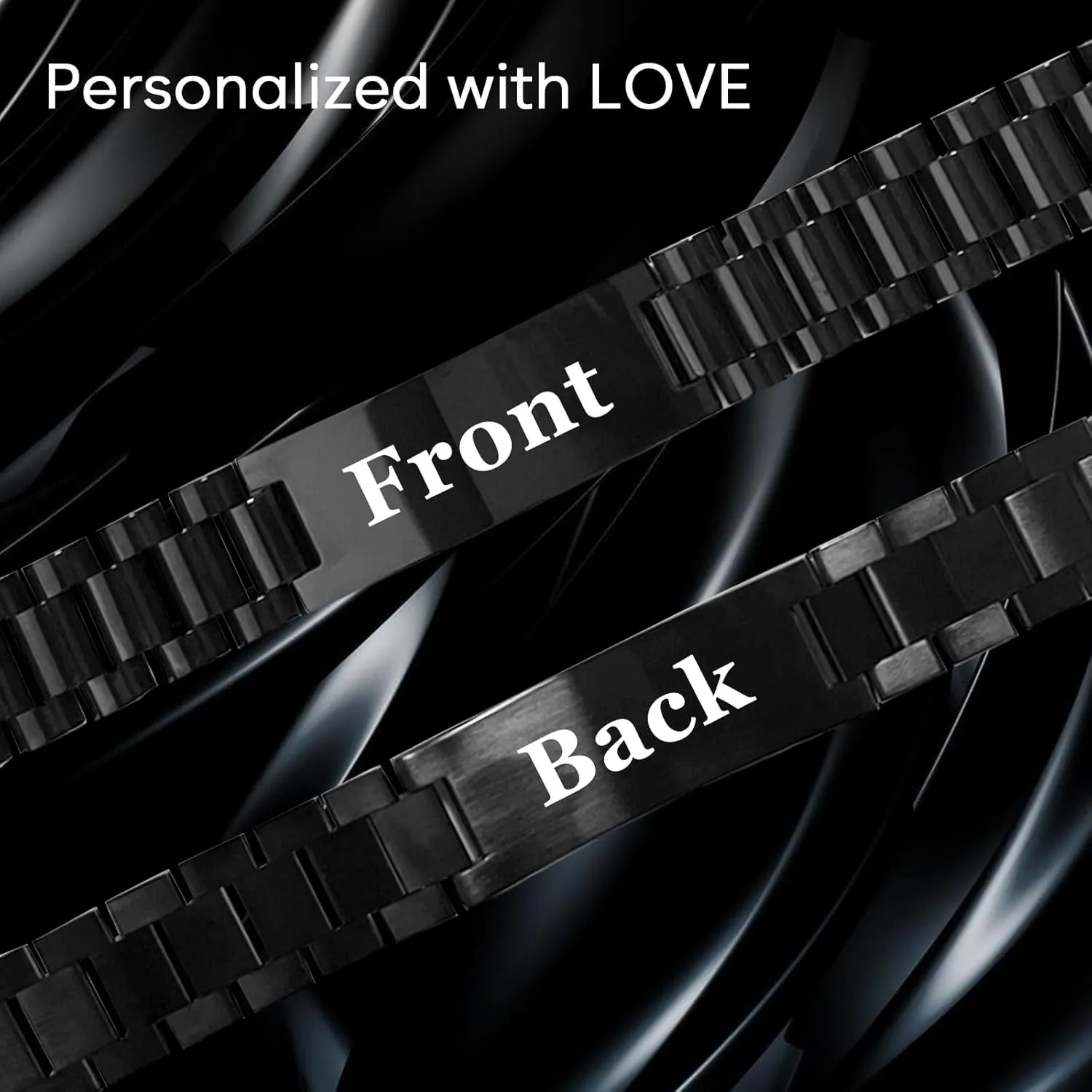 Tkanina Custom Engraved Bracelet Mens Personalized Stainless Steel Bracelets Customize Link Bracelet for Dad,Grandpa
