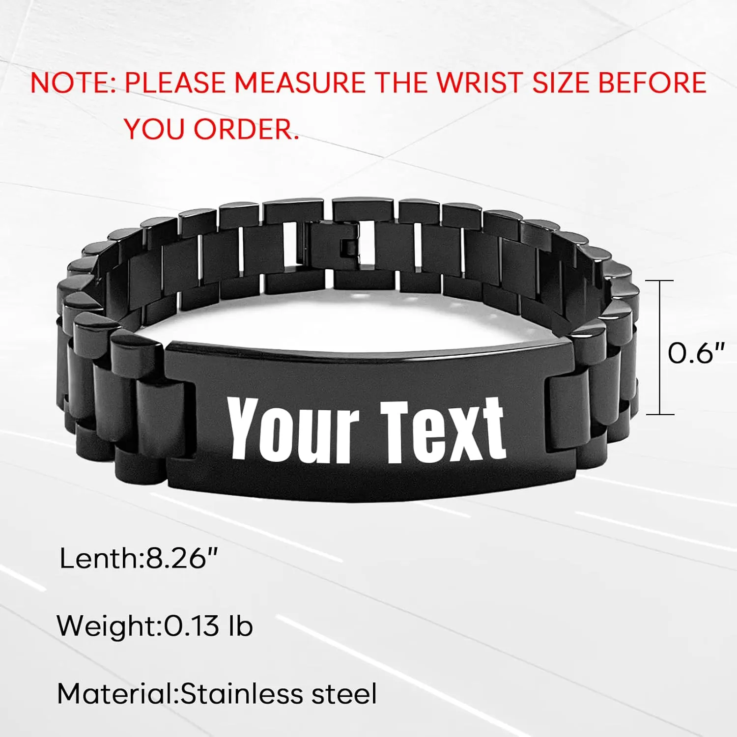 Tkanina Custom Engraved Bracelet Mens Personalized Stainless Steel Bracelets Customize Link Bracelet for Dad,Grandpa