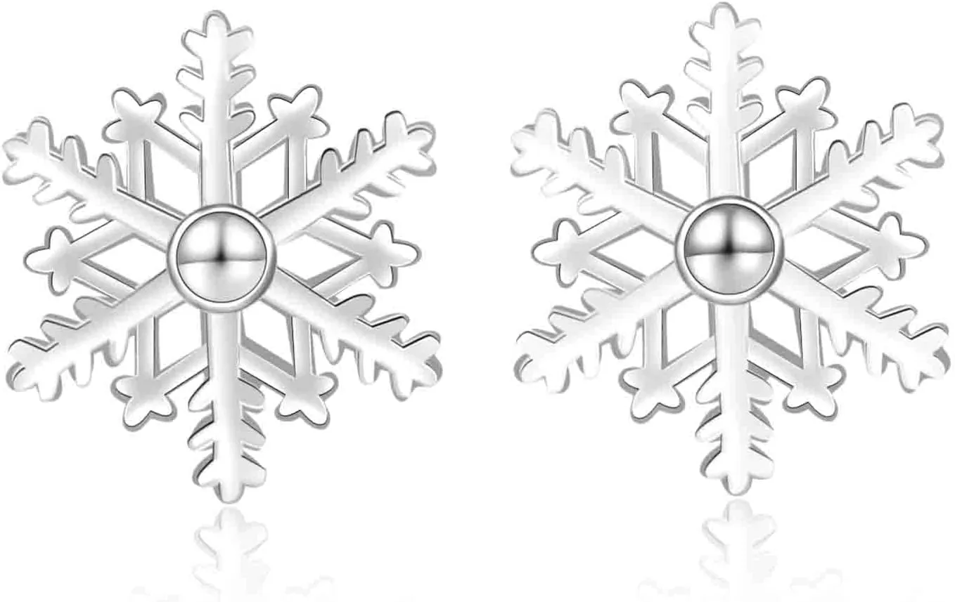 ToHeart Snowflake Earrings for Womens Minimalist Silver Snowflake Earrings Dangle for Womens