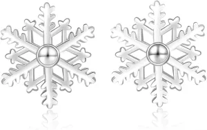 ToHeart Snowflake Earrings for Womens Minimalist Silver Snowflake Earrings Dangle for Womens