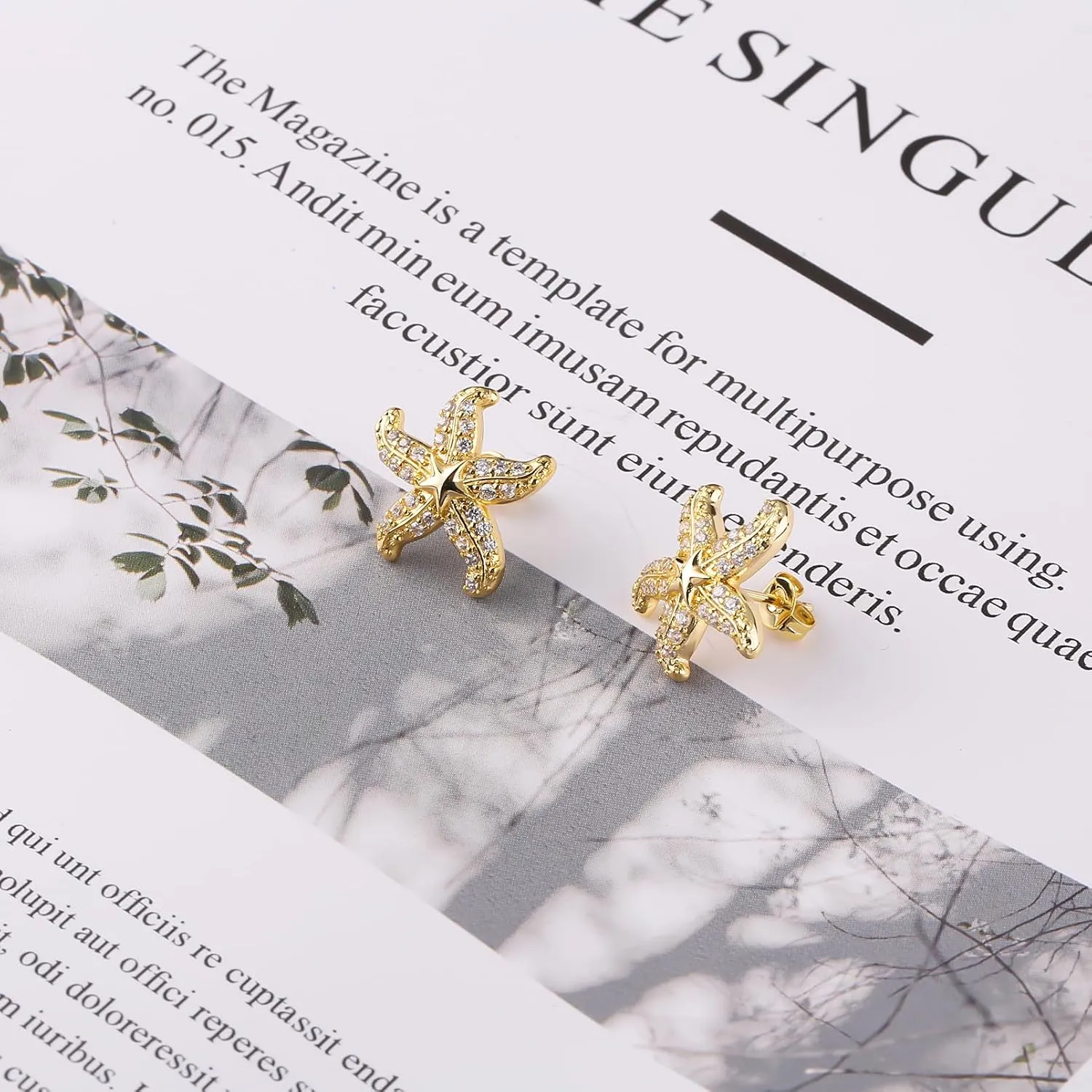 ToHeart Starfish Earrings for Womens Hypoallergenic 14K Gold Starfish Earrings for Womens/Girls Minimalist