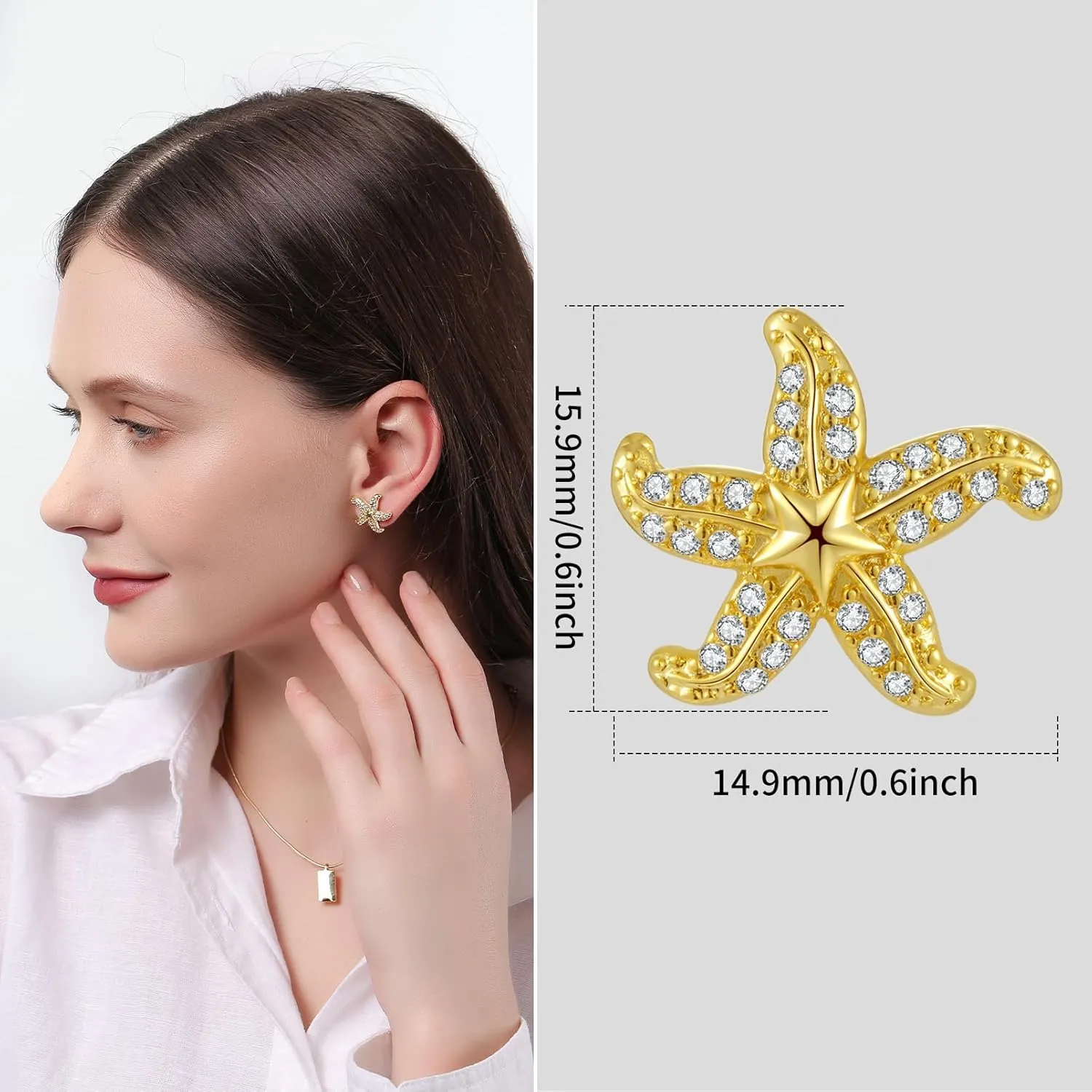 ToHeart Starfish Earrings for Womens Hypoallergenic 14K Gold Starfish Earrings for Womens/Girls Minimalist