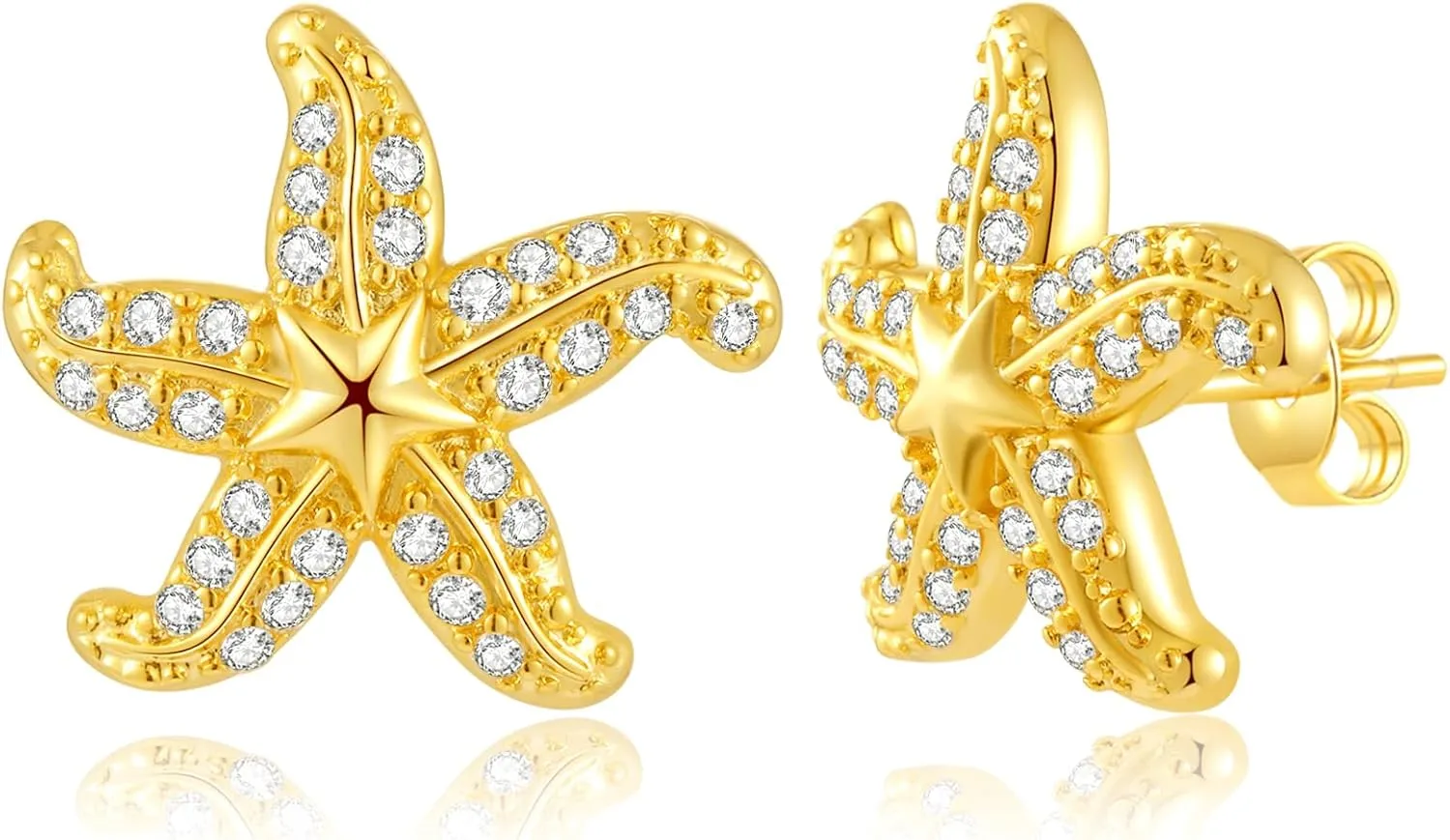 ToHeart Starfish Earrings for Womens Hypoallergenic 14K Gold Starfish Earrings for Womens/Girls Minimalist