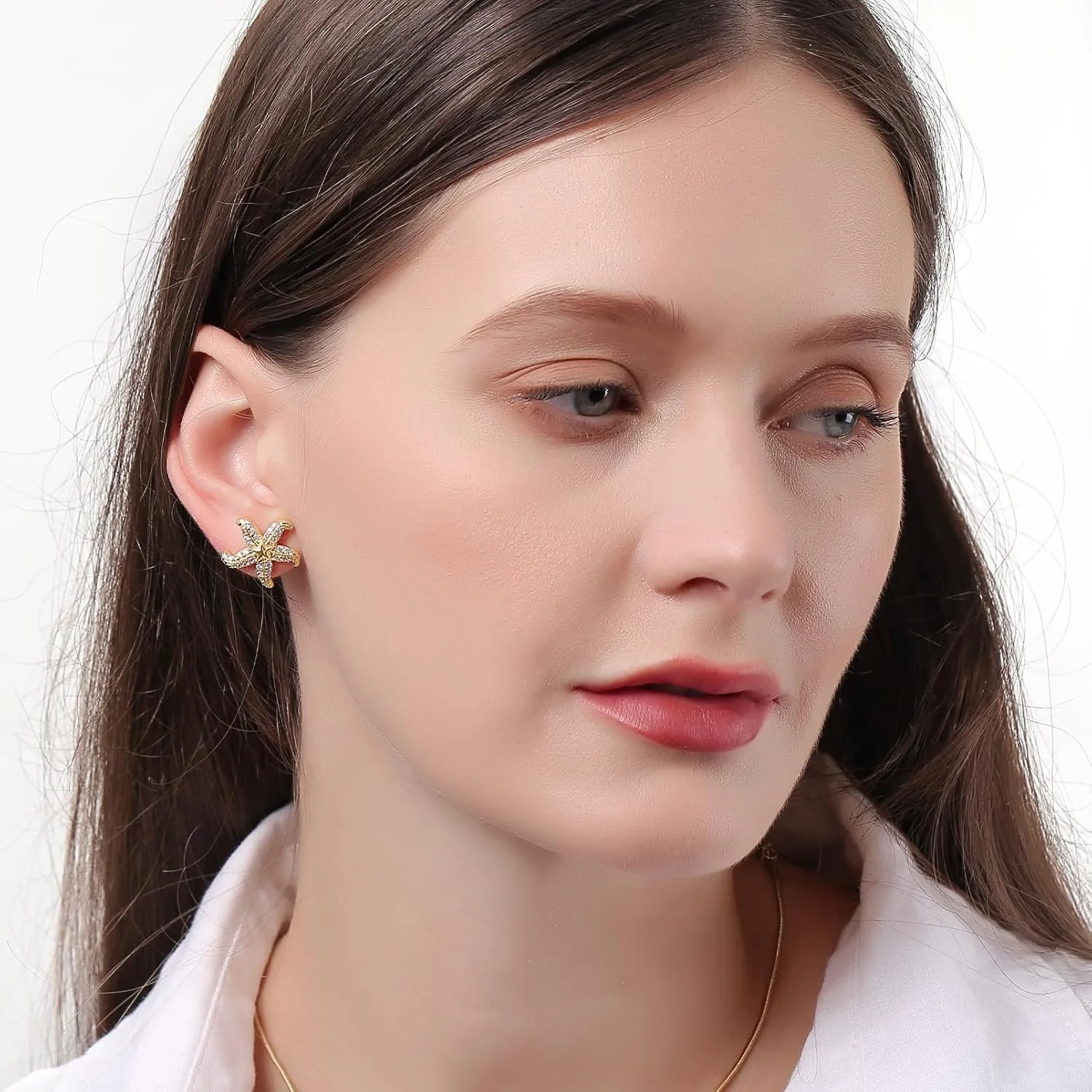 ToHeart Starfish Earrings for Womens Hypoallergenic 14K Gold Starfish Earrings for Womens/Girls Minimalist