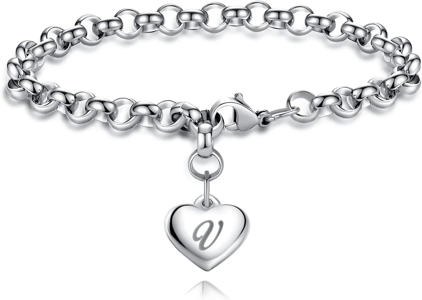 TONY & SANDY Initial Charm Bracelets for Girls Women Stainless Steel A-Z Bracelet Personalized Gifts Birthday Graduation Easter Basket Stuffers for Teen Girls Jewelry (Various Design)