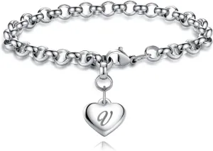 TONY & SANDY Initial Charm Bracelets for Girls Women Stainless Steel A-Z Bracelet Personalized Gifts Birthday Graduation Easter Basket Stuffers for Teen Girls Jewelry (Various Design)
