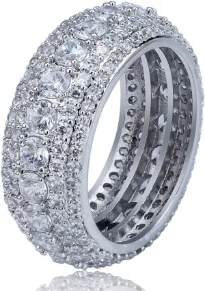 TOPGRILLZ 10MM Diamond Rings For Men 14K Gold Plated 5A  Cubic Zirconia Iced Out Anniversary Bling Silver Band Pinky Mens Rings Fashion