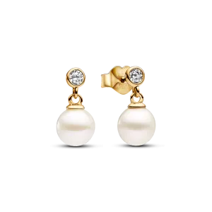 Treated Freshwater Cultured Pearl & Stone Drop Earrings