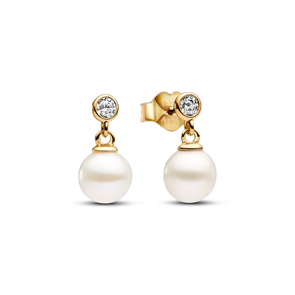 Treated Freshwater Cultured Pearl & Stone Drop Earrings