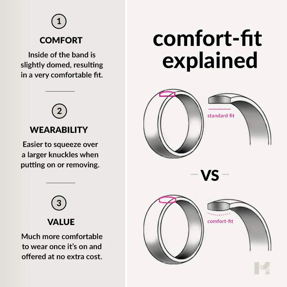 Tungsten Carbide Wedding Band Ring 8mm for Men Women Blue Black Beveled Edge Brushed Polished Personalized Custom Engraving Anniversary Engagement