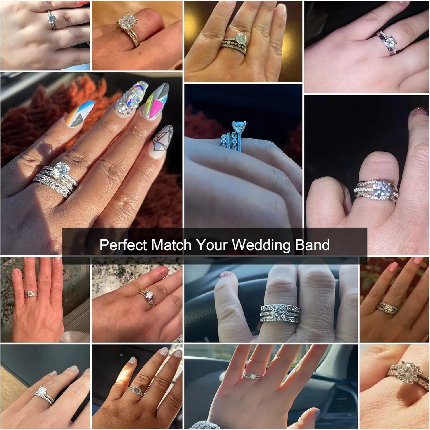 Turandoss 1.5CT Moissanite Rings for Women, D Color VVS1 Clarity Brilliant Round Cut Solitaire Lab Created Moissanite Ring Rhodium Plated Solid S925 Sterling Silver 4 Prong Moissanite Engagement Ring