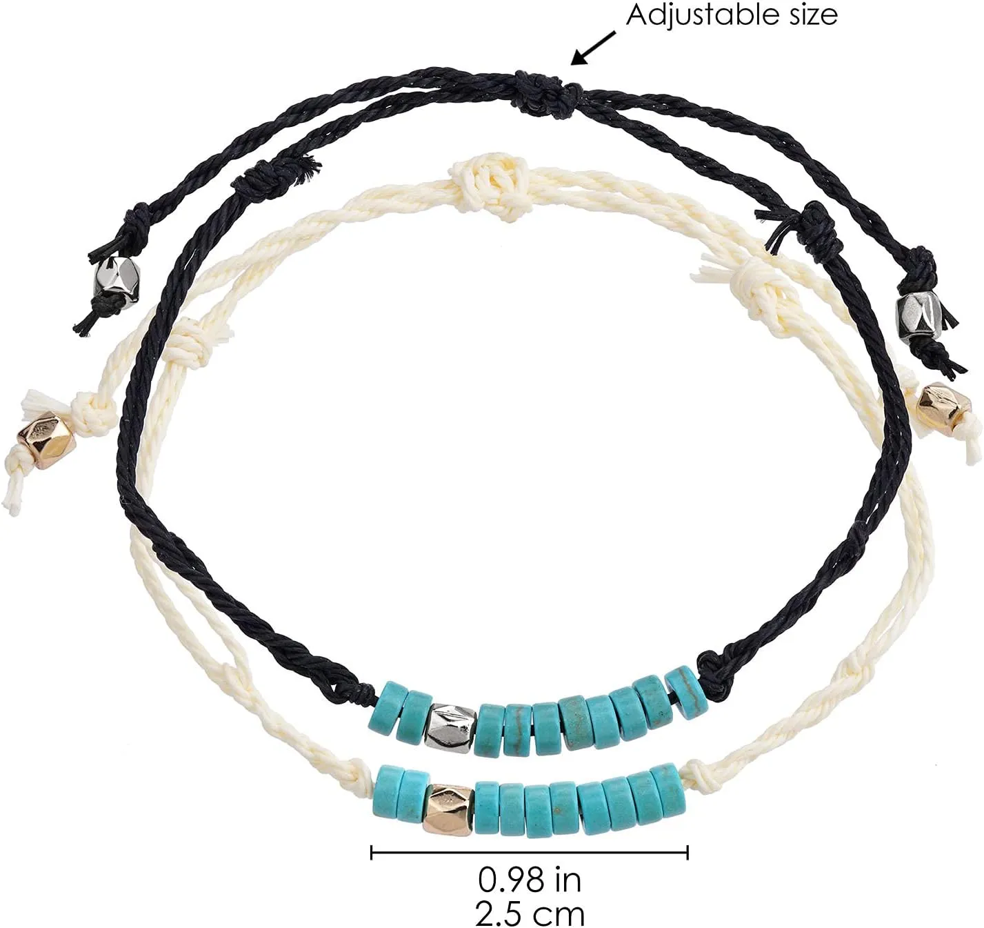 Turquoise Bead Soul Sister Bracelets for 2 Best Friend Matching Friendship Bracelets Gifts for Women Girls Friends Birthday Soul Sister Long Distance Gifts BFF Bracelets
