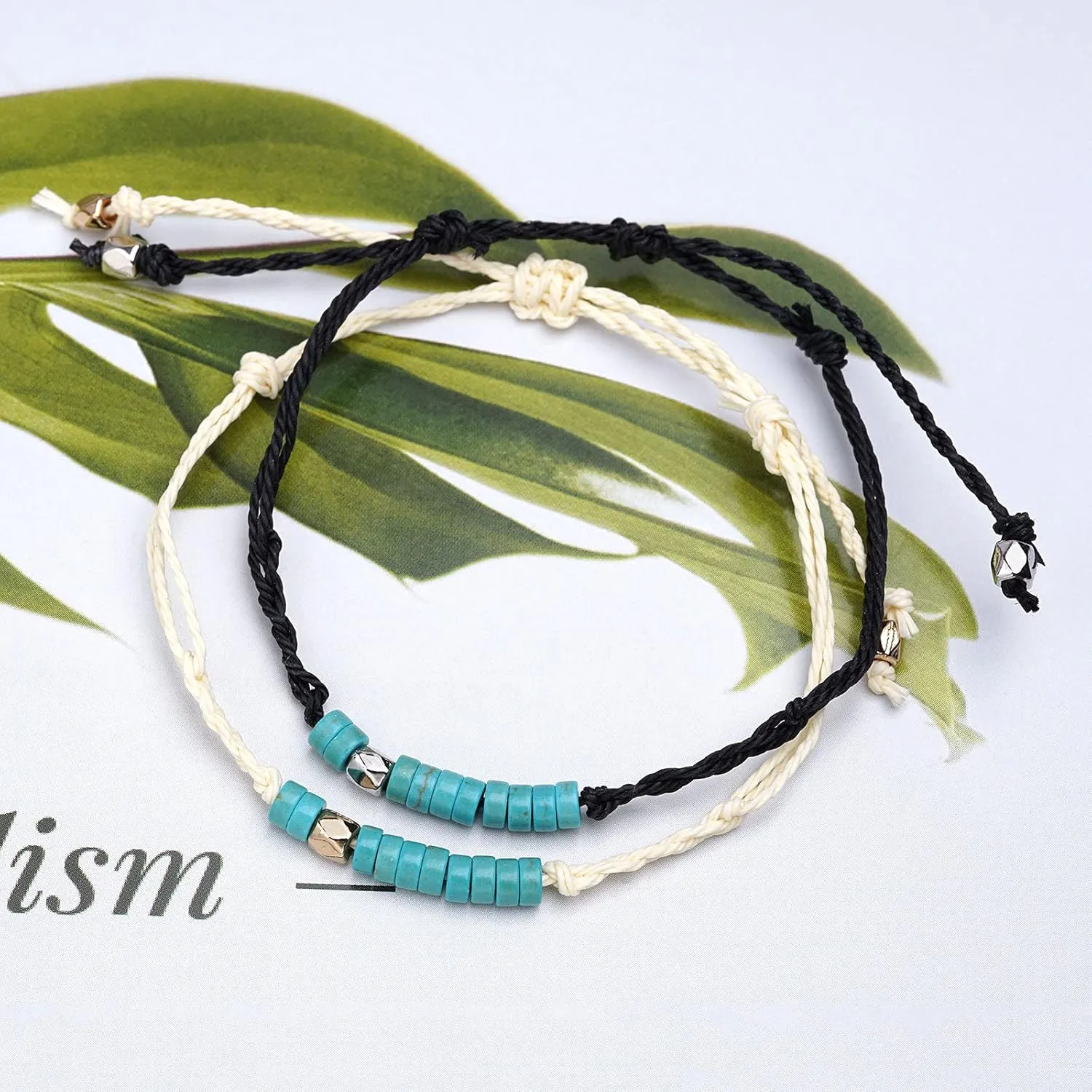 Turquoise Bead Soul Sister Bracelets for 2 Best Friend Matching Friendship Bracelets Gifts for Women Girls Friends Birthday Soul Sister Long Distance Gifts BFF Bracelets
