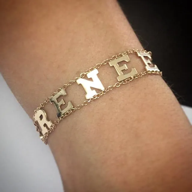 Two Chains Bold Name Bracelet