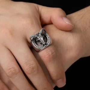 U7 Men's Punk Ring Stainless Steel Black Gold Color Signet Ring, Cool Costume Rings -with Gift Box