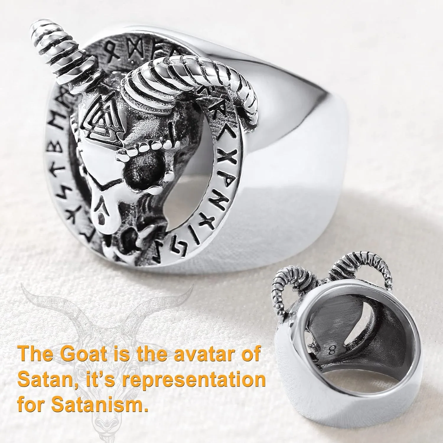 U7 Men's Punk Ring Stainless Steel Black Gold Color Signet Ring, Cool Costume Rings -with Gift Box