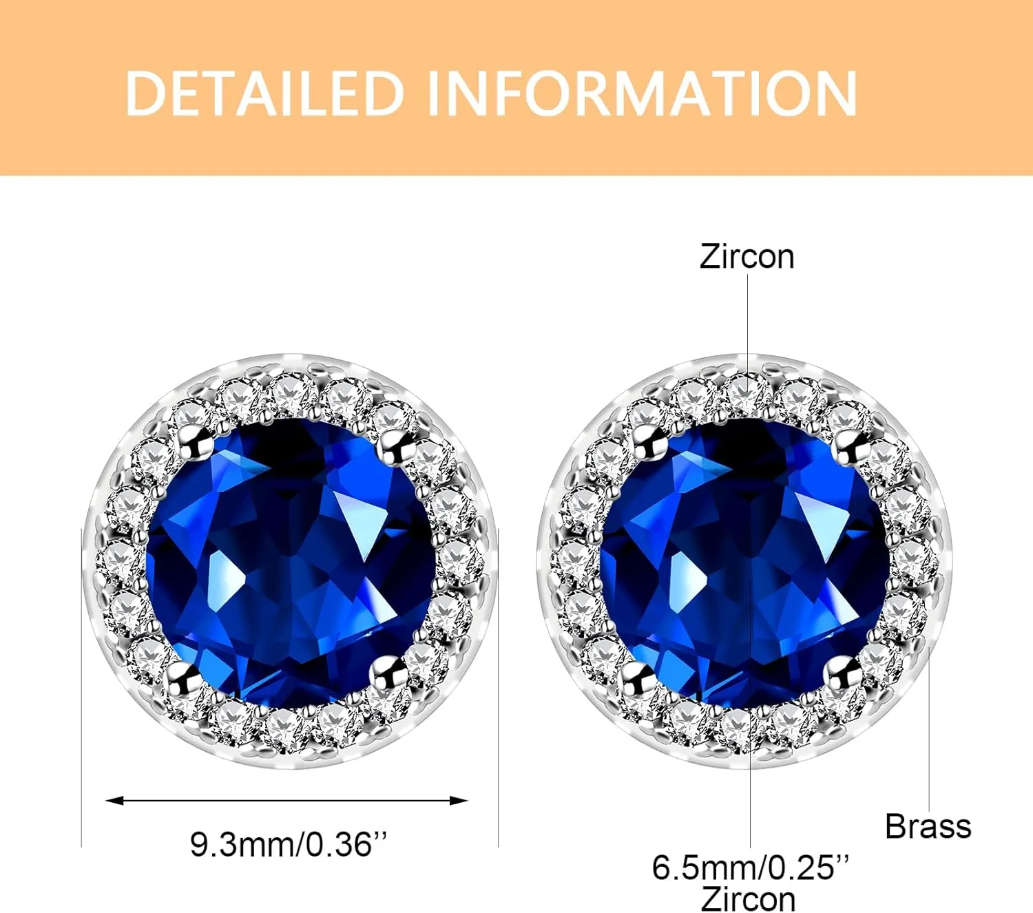 Uloveido Round Cubic Zirconia Earring Studs, Classical Simulated Diamond Birthstone Halo Solitaire Setting Earrings for Women