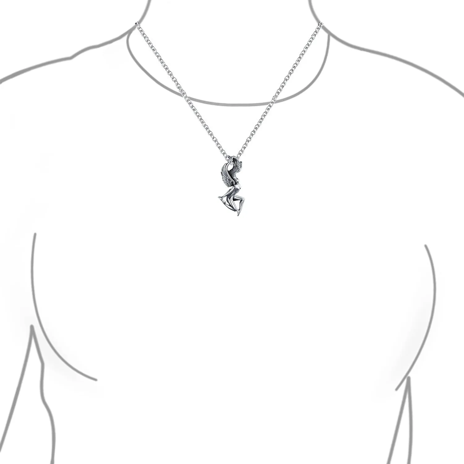 Unisex Vintage Zodiac Sign Pendant Necklace in Oxidized Sterling Silver