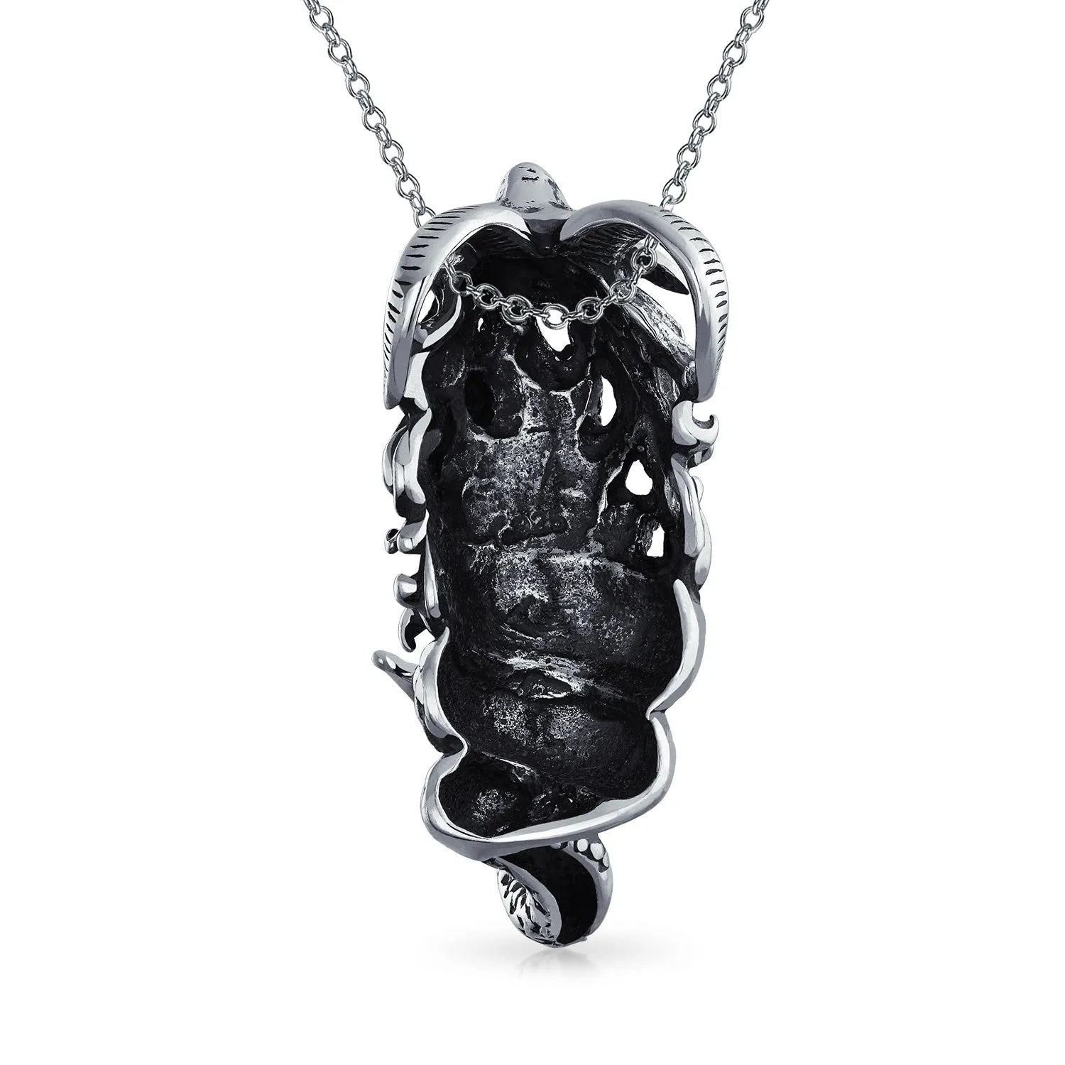 Unisex Vintage Zodiac Sign Pendant Necklace in Oxidized Sterling Silver