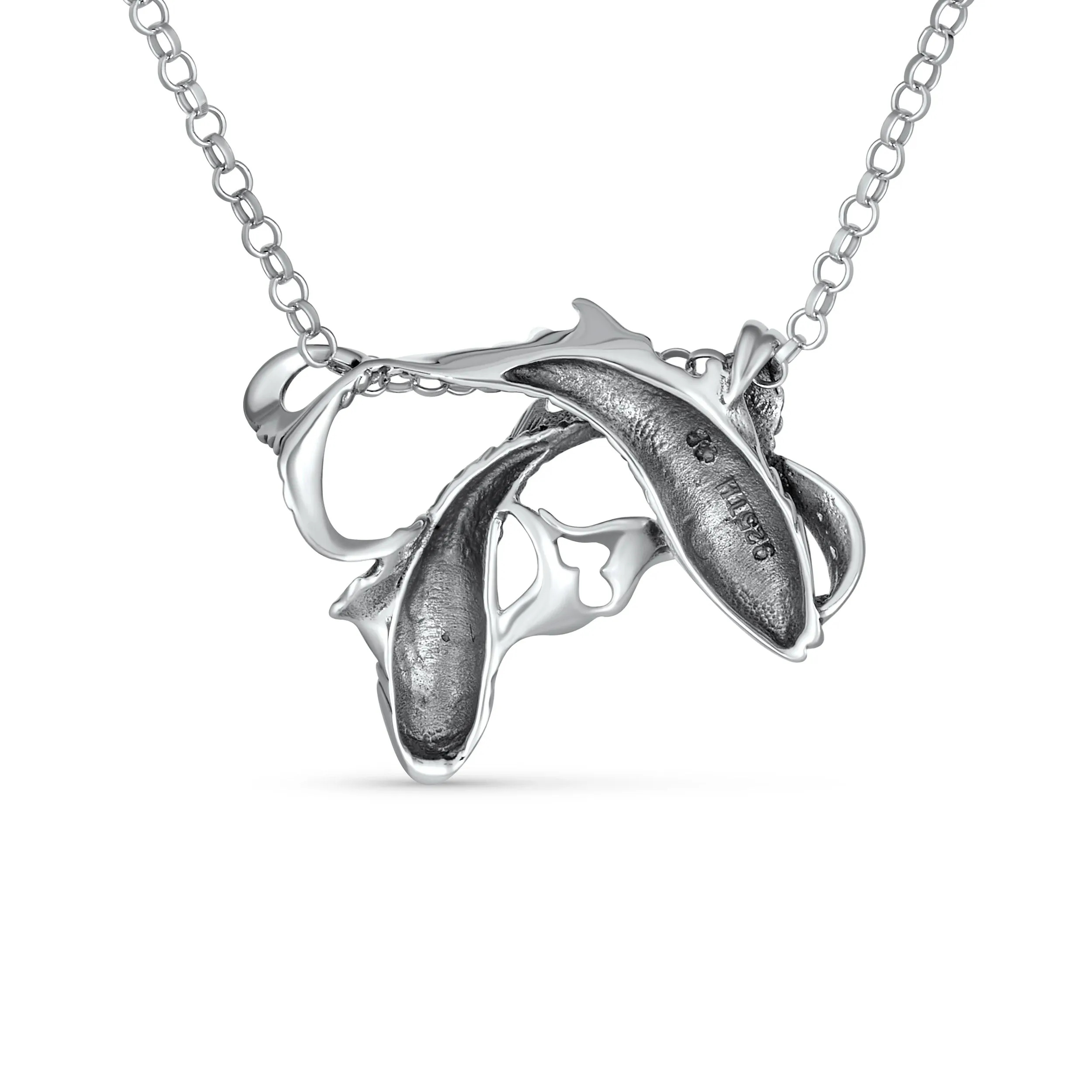 Unisex Vintage Zodiac Sign Pendant Necklace in Oxidized Sterling Silver